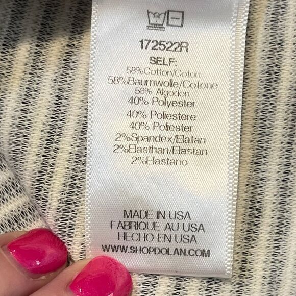 ANTHROPOLOGIE DOLAN Short Sleeve Striped Top White Black Women’s Size Medium - Picture 5 of 6